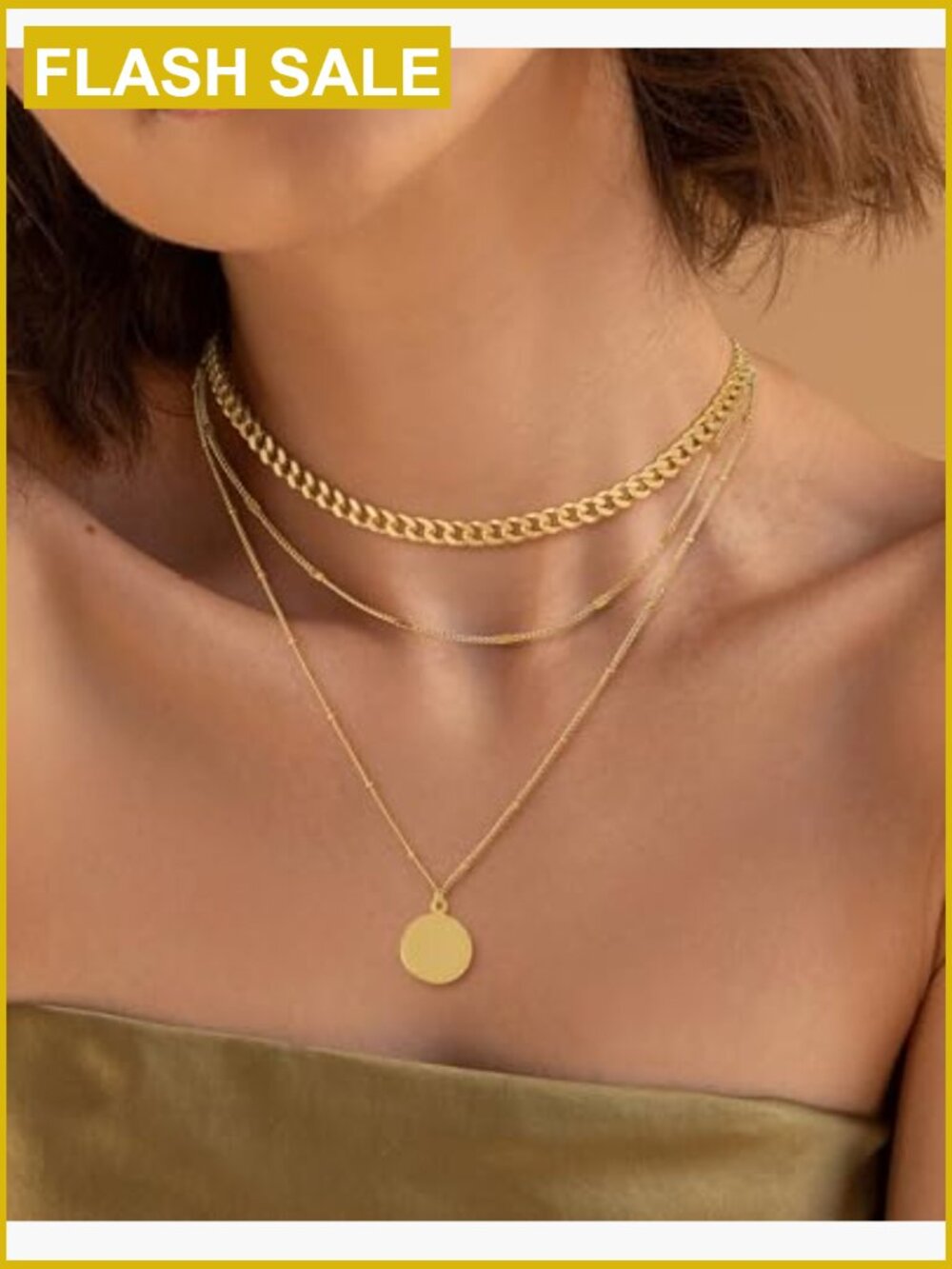 Layered Dainty Choker Chain Necklace Set 14K Gold Plated Trendy Jewelry Gift - Picture 4 of 7